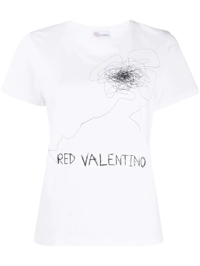 Shop Red Valentino Women's White Cotton T-shirt