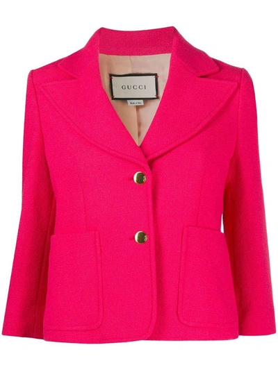 Shop Gucci Women's Fuchsia Wool Blazer