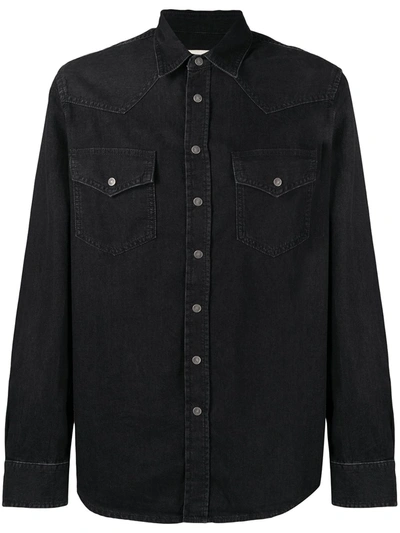Shop Diesel Western Denim Shirt In Black