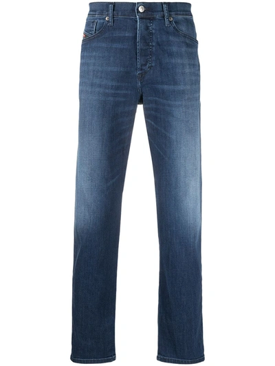 Shop Diesel D-fining Mid-rise Tapered Jeans In Blue
