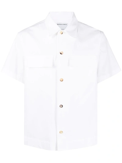 Shop Bottega Veneta Button Front Short Sleeve Shirt In White