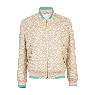 Shop Casablanca Wool Monogram Bomber Jacket In Pink