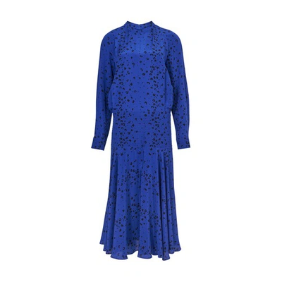 Shop Kenzo Printed Midi Dress In Bleu Roi