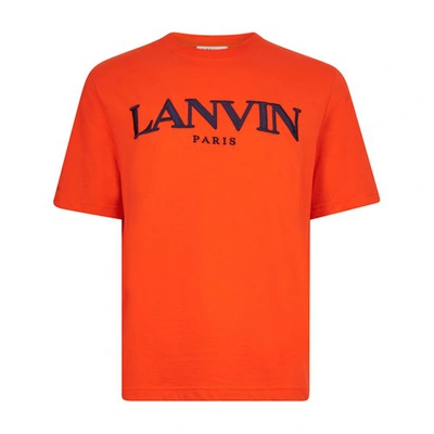 Shop Lanvin Embroidered T-shirt In Bright Red