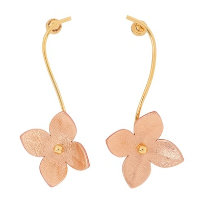 Shop Marni Leather And Metal Earrings In Light Pink