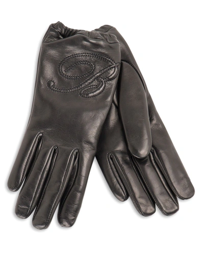 Shop Blumarine Black Leather Gloves