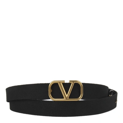 Shop Valentino Vlogo Belt In Ribbon In Nero