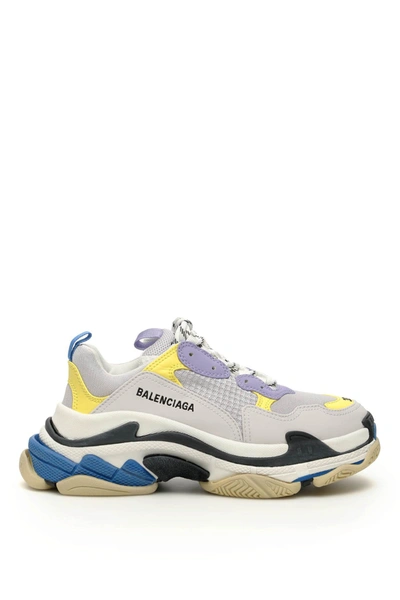 Shop Balenciaga Triple S Sneakers In White Purple Yellow