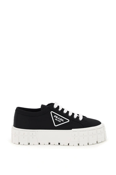 Shop Prada Logo Platform Sneakers In Black