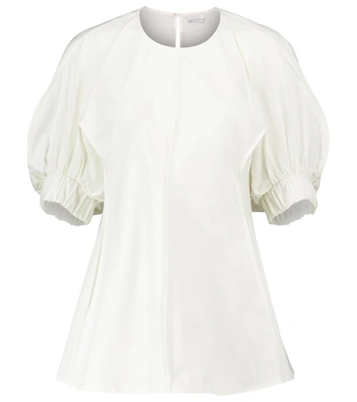 Shop Deveaux Carrie Cotton Poplin Blouse In White