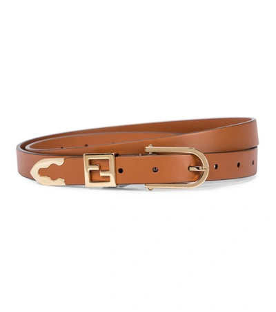 Shop Fendi Leather Belt In Brown