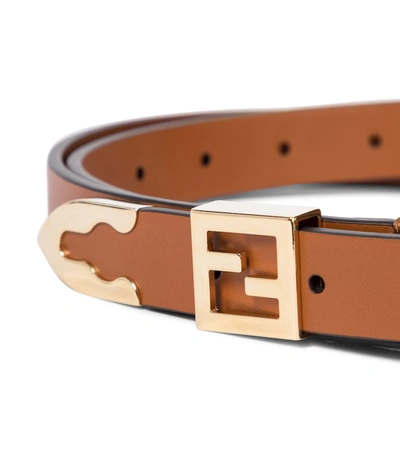 Shop Fendi Leather Belt In Brown