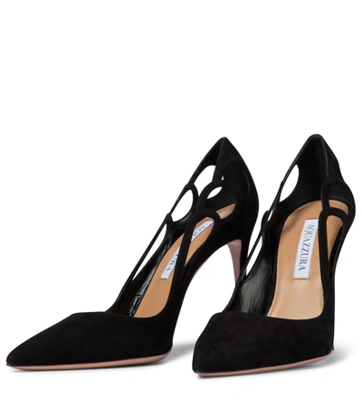 Shop Aquazzura Fenix 105 Suede Pumps In Black