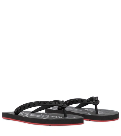 Shop Christian Louboutin Loubi Flip Thong Sandals In Black