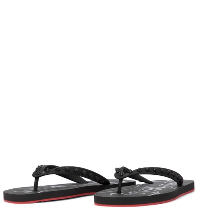 Christian Louboutin Loubi Donna Spike Red Sole Flip Flops In Black