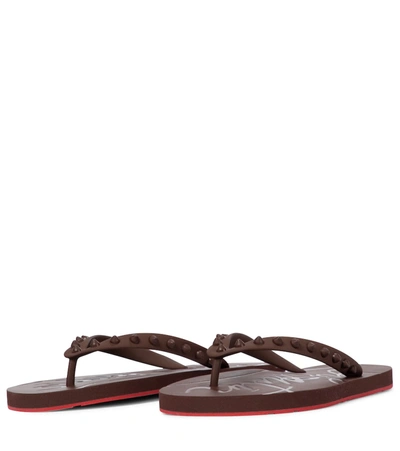 Christian Louboutin 10mm Loubi Flip Rubber Thong Sandals In Brown