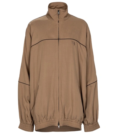 Shop Balenciaga Technical Poplin Track Jacket In Beige