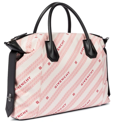 Shop Givenchy Antigona Soft Medium Jacquard Tote In Pink