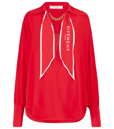Shop Givenchy Chain-trimmed Silk Blouse In Red