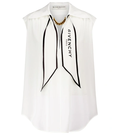 Shop Givenchy Chain-trimmed Silk Top In White