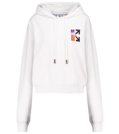 Shop Off-white Logo Cotton-jersey Hoodie In White