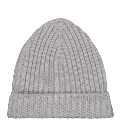 Shop Barrie Ribbed-knit Cashmere Beanie In Grey