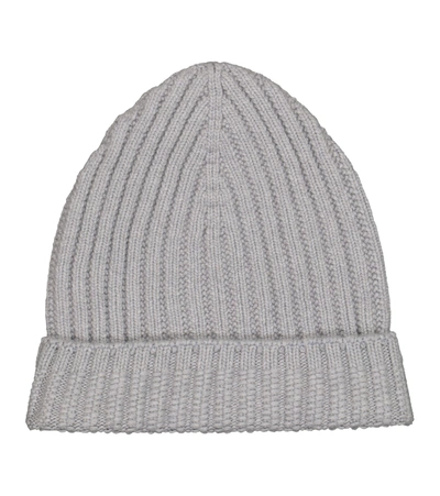 Shop Barrie Ribbed-knit Cashmere Beanie In Grey