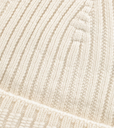 Shop Barrie Ribbed-knit Cashmere Beanie In Beige