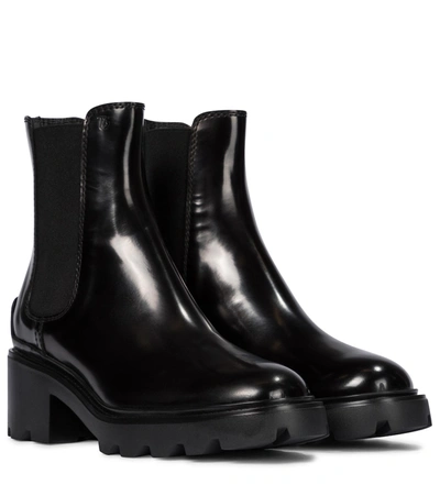 Tod's Patent Leather Chelsea Boots In Black
