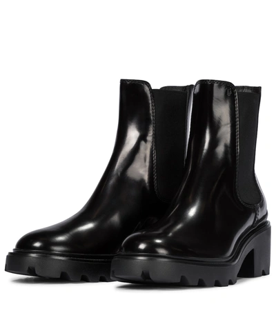 Tod's Patent Leather Chelsea Boots In Black