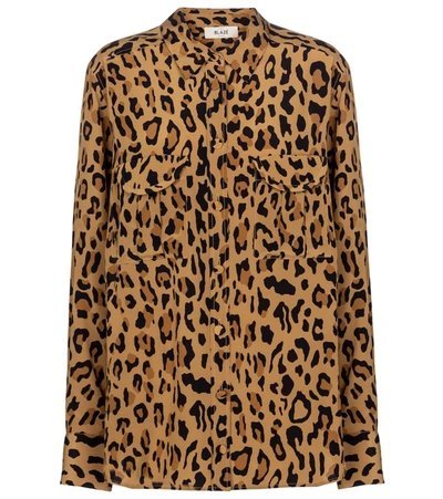 Shop Blazé Milano Berber Leopard-print Silk Shirt In Brown