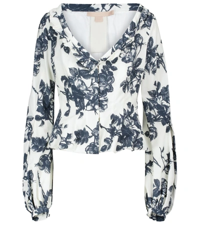 Shop Brock Collection Sabrina Floral Cotton-blend Top In White