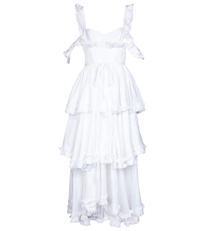 Shop Brock Collection Samanta Tiered Linen Gown In White