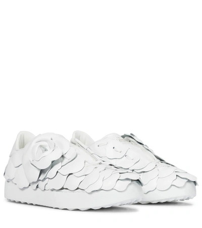 Shop Valentino Garavani Atelier 03 Rose Edition Leather Sneakers In White