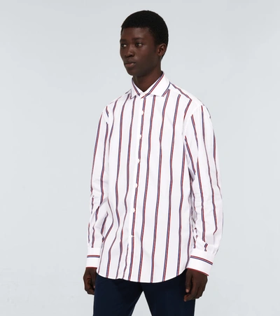 Shop Brunello Cucinelli Striped Cotton Long-sleeved Shirt In Multicoloured