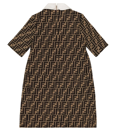 Shop Fendi Ff Cotton-blend Dress In Brown