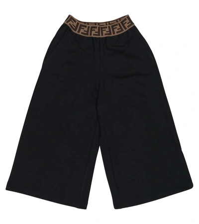 Shop Fendi Ff Cotton Shorts In Black