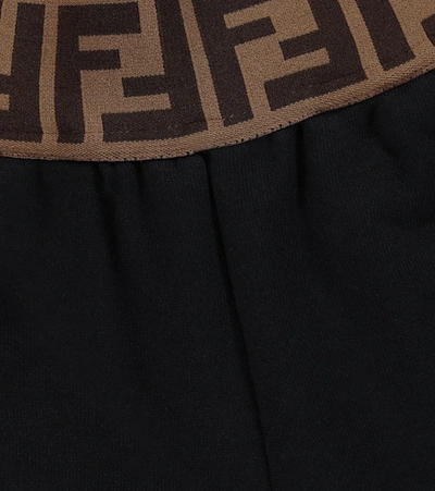 Shop Fendi Ff Cotton Shorts In Black