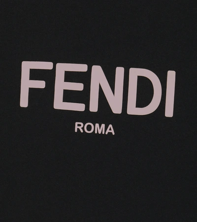 Shop Fendi Logo Cotton T-shirt Dress In Black