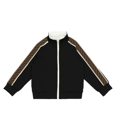Shop Fendi Ff Jersey Track Jacket In Black