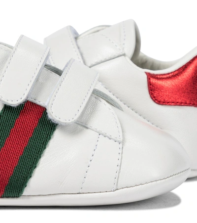 Shop Gucci Baby Ace Leather Sneakers In White