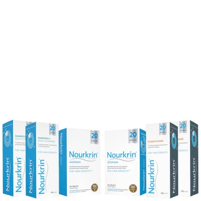 Shop Nourkrin Woman Hair Growth Supplements 6 Month Bundle With Shampoo And Conditioner X2 (worth £311.78)