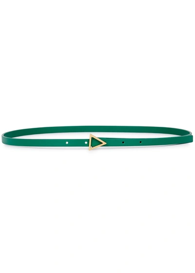 Shop Bottega Veneta Triangle Green Leather Belt