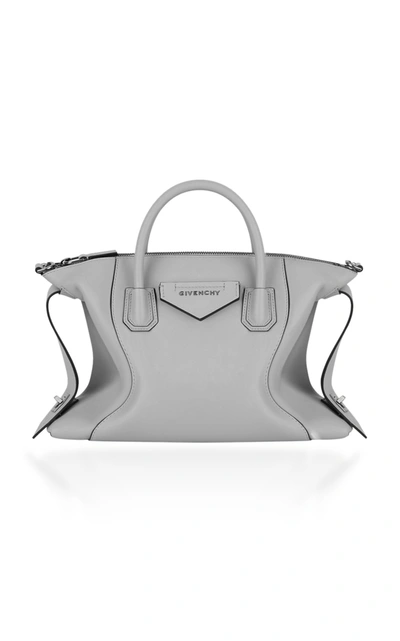 Shop Givenchy Antigona Small Soft Leather Shoulder Bag In Grey