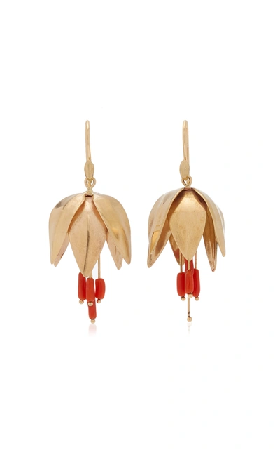 Shop Annette Ferdinandsen Women's Crown Imperial 14k Yellow Gold Coral Earrings