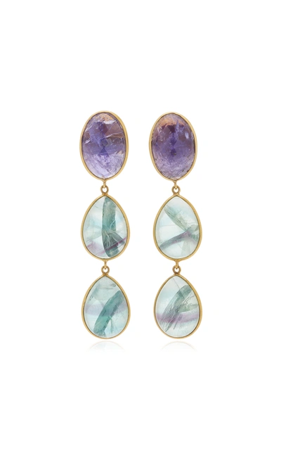 Shop Bahina Women's 18k Yellow Gold Tanzanite; Fluorite; Earrings In Multi