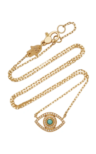 Shop Netali Nissim Women's Mini Eye 18k Yellow Gold Diamond; Turquoise Necklace In Blue