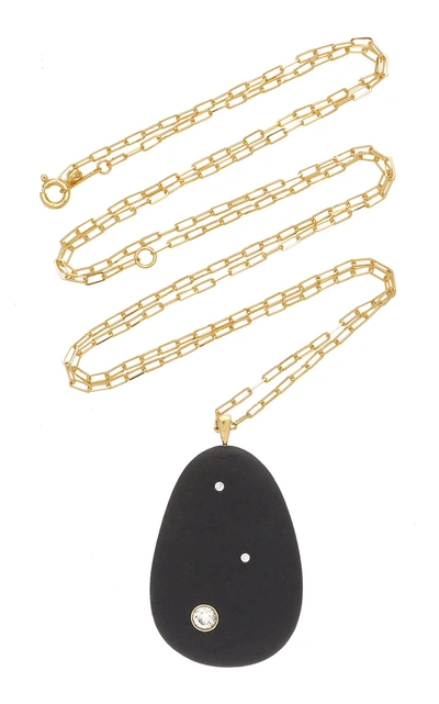 Shop Cvc Stones Women's One-of-a-kind Awaited 18k Gold Beach Stone Necklace In Black