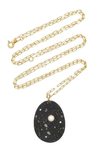 Shop Cvc Stones Women's One-of-a-kind Aurora 18k Gold Beach Stone Necklace In Black