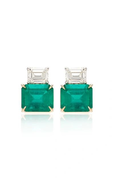 Shop Maria Jose Jewelry Women's 18k White And Yellow Gold Emerald; Diamond Earrings In Green